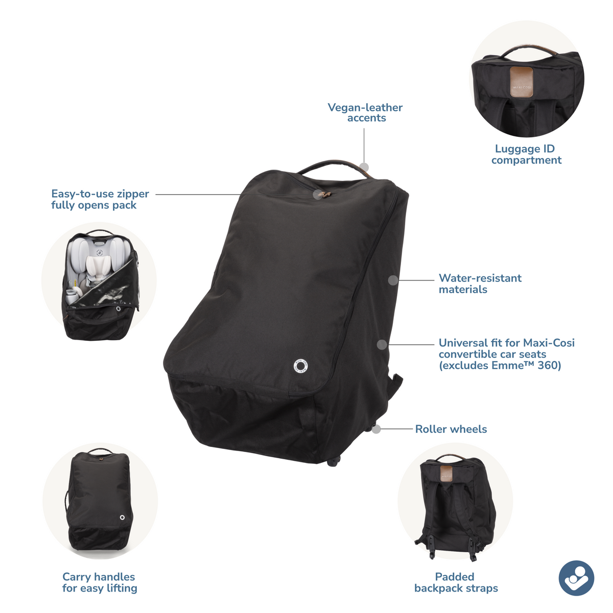 Romi Convertible Car Seat with Wheeled Travel Bag by Mythora