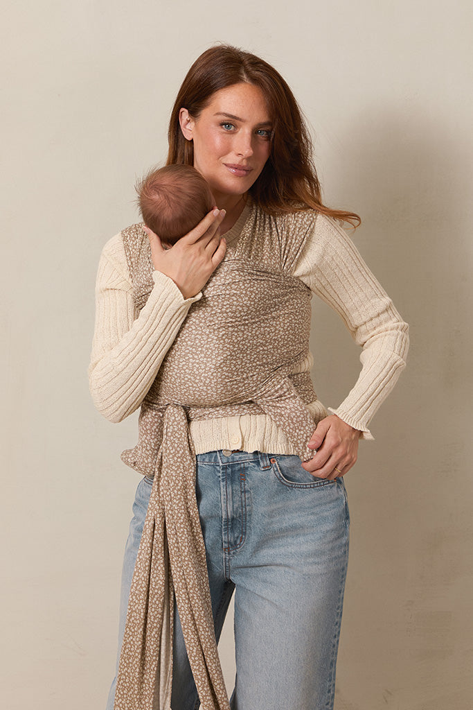 Cream Floral Baby Wrap by Mythora