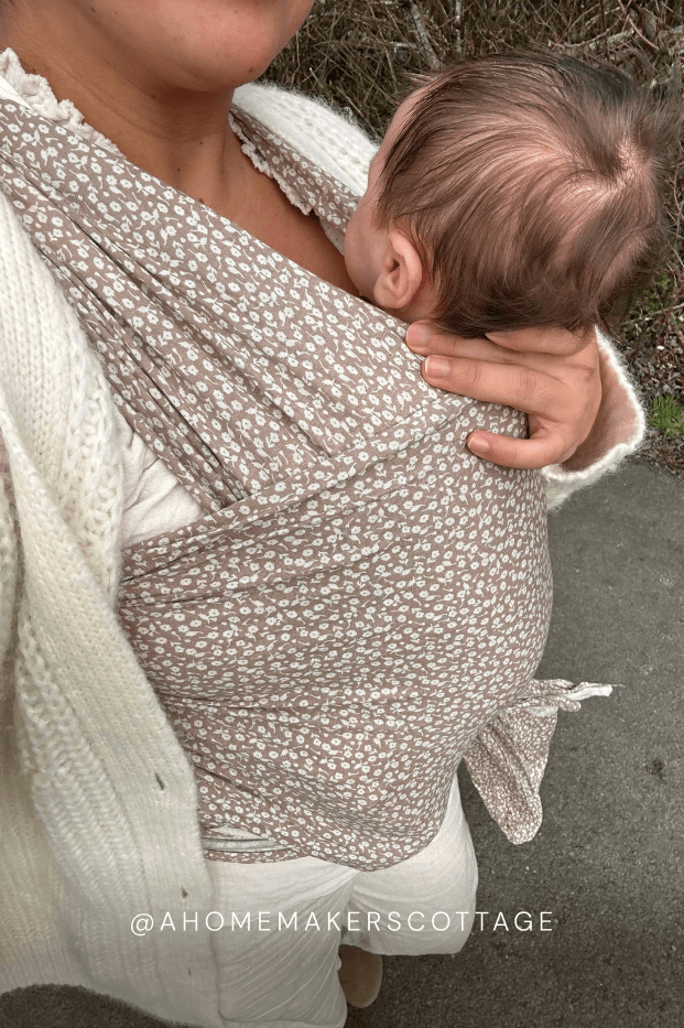 Cream Floral Baby Wrap by Mythora