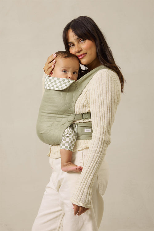 Sage Chequer Soft Buckle Carrier by Mythora