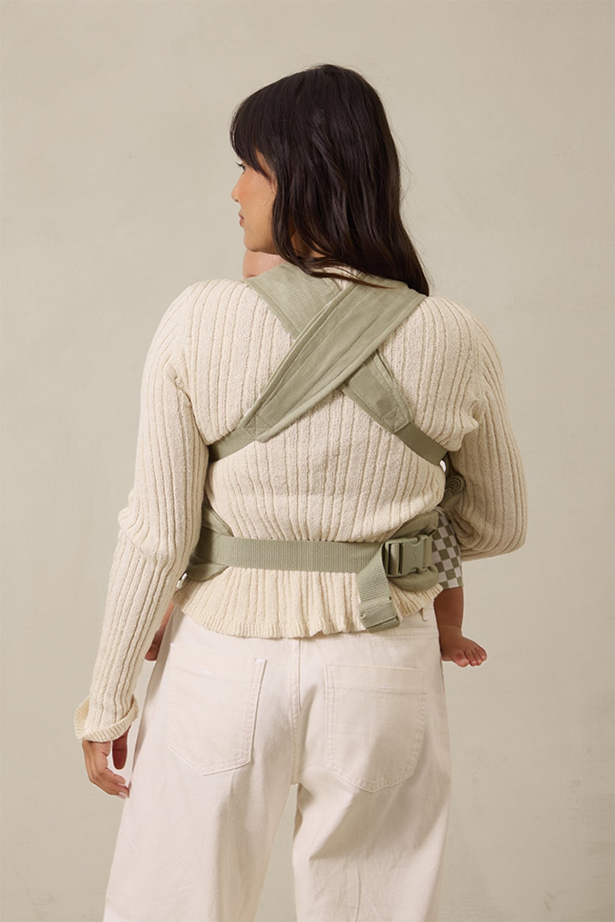 Sage Chequer Soft Buckle Carrier by Mythora