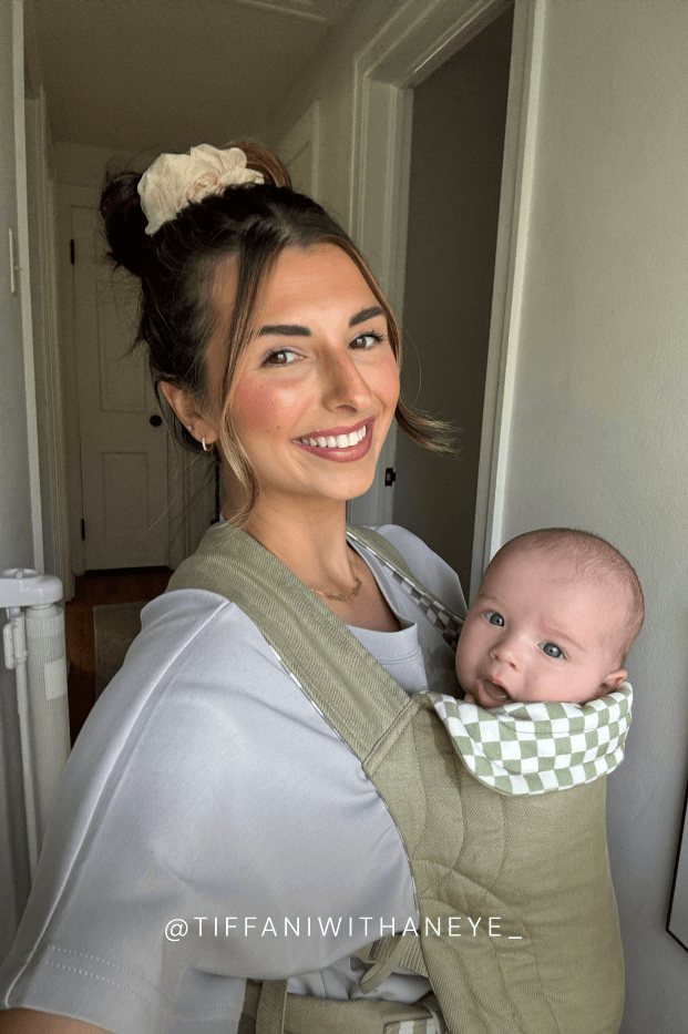 Sage Chequer Soft Buckle Carrier by Mythora