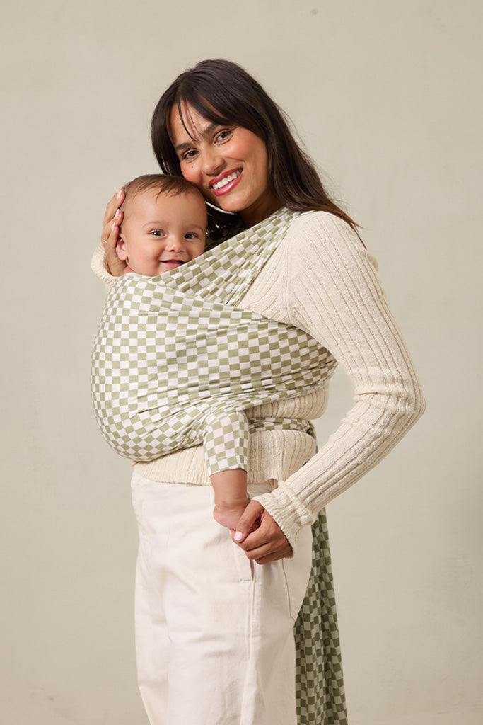 Sage Chequer Baby Wrap by Mythora