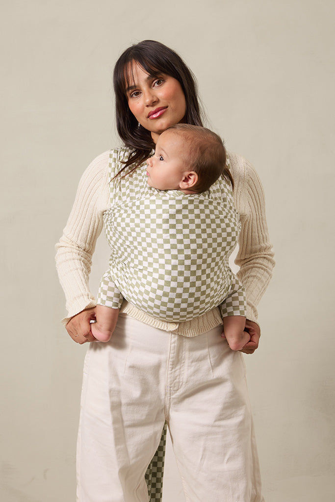 Sage Chequer Baby Wrap by Mythora