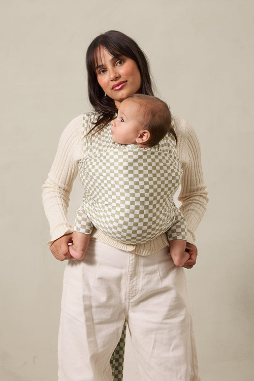 Sage Chequer Baby Wrap by Mythora
