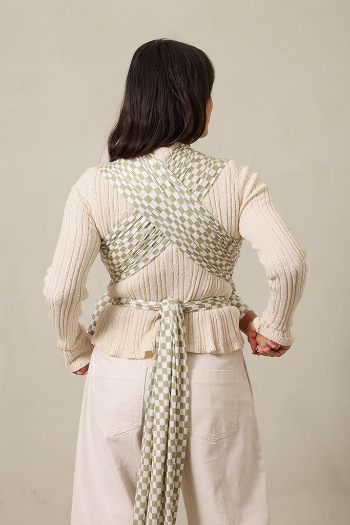 Sage Chequer Baby Wrap by Mythora